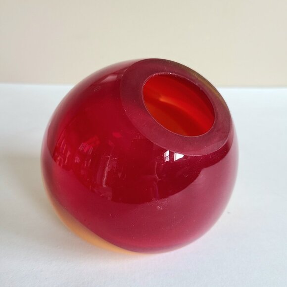 Murano(?) red yellow asymmetrical round organic contemporary design shape vase. - Picture 8 of 10